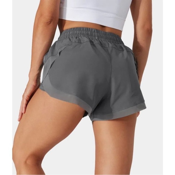 Halara NWT DrawstringFlowy Mesh 2-in-1 Shorts in Volcanic Ash XL fits like L - Picture 3 of 9